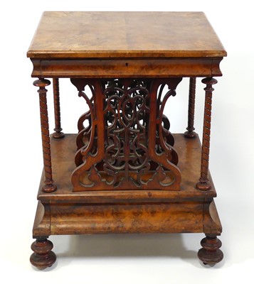 Lot 2556 - A Victorian burr walnut canterbury whatnot,...