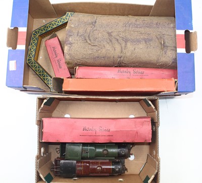 Lot 144 - A small Hornby 0-gauge collection in two trays:...