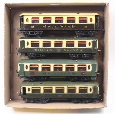 Lot 130 - Four No.2 Pullman coaches, one brown & cream,...