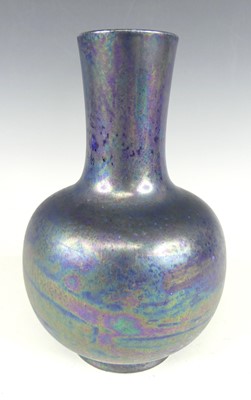 Lot 2 - Ruskin Pottery - a Kingfisher Blue iridescent...