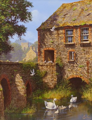 Lot 2478 - Edward Hersey (b.1948) - Swans and cygnets...