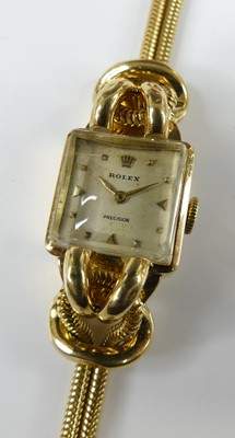 Lot 2333 - A vintage Rolex ladies 18ct gold case bracelet...