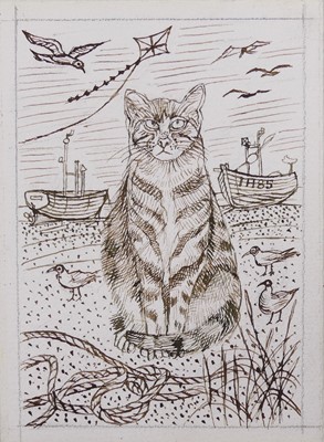 Lot 404 - Richard Bawden (1936-2024) - Aldeburgh Cat,...