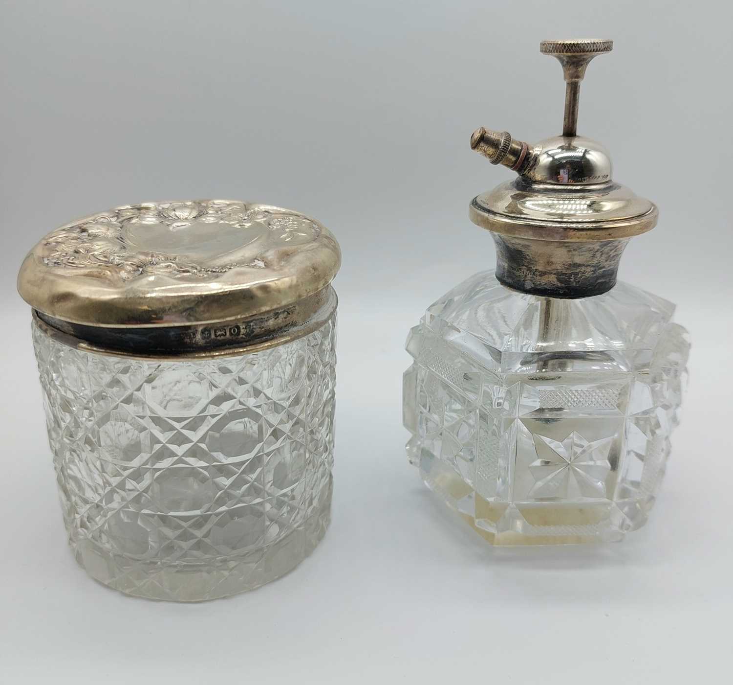 Lot 290 - A silver lidded dressing table pot together...