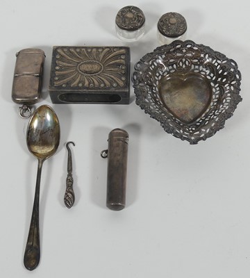 Lot 294 - A collection of silver; pierced bonbon dish,...