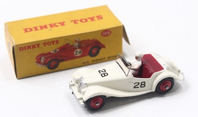 Lot 1040 - Dinky Toys 108 MG Midget, white body with red...