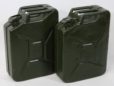 Lot 516 - A WW II green painted jerry can impressed WD...