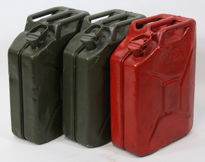 Lot 672 - A WW II green painted jerry can impressed WD...