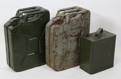 Lot 711 - A WW II green painted jerry can impressed WD...