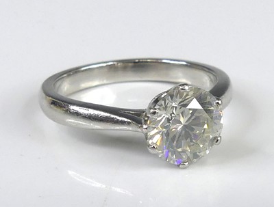 Lot 2290 - A platinum, diamond solitaire ring, featuring...