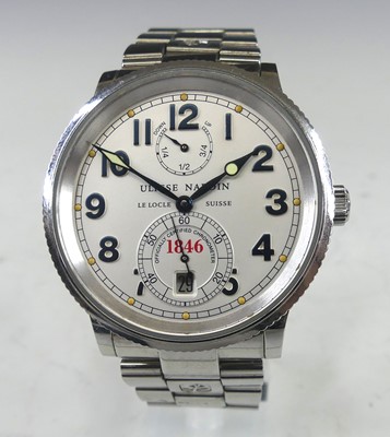 Lot 2323 - An Ulysse Nardin gent's steel cased marine...