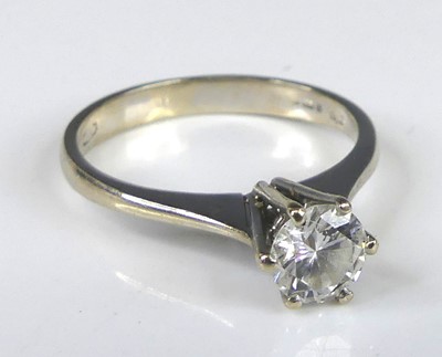 Lot 2287 - An 18ct white gold diamond solitaire ring,...