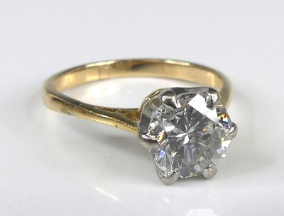 Lot 2250 - A yellow and white metal diamond solitaire...