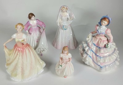 Lot 219 - Five Royal Doulton ladies; 'Flower Girl',...