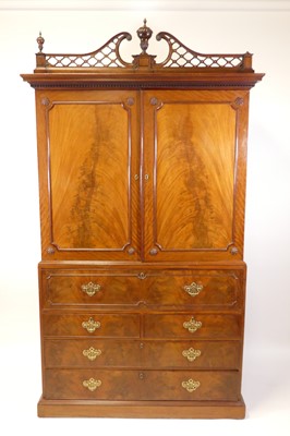 Lot 1191 - A George III mahogany secretaire press, the...