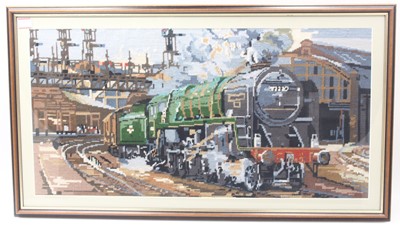 Lot 35 - Woven wool picture of a 4-6-2 Britainia class...