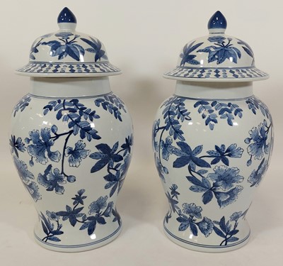 Lot 97 - A pair of contemporary porcelain jars and...