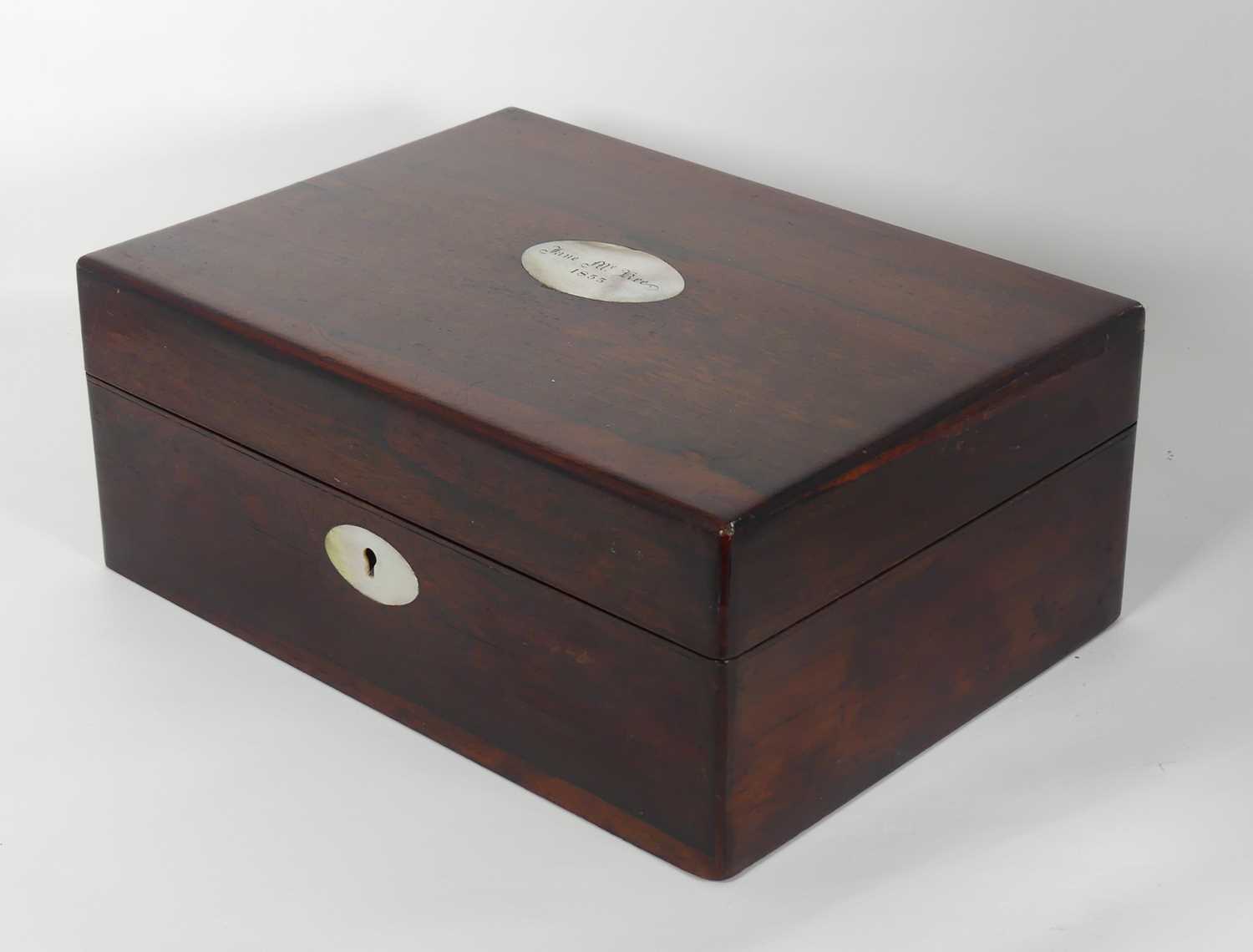 Lot 101 - A mid 19th century rosewood jewellery box of...