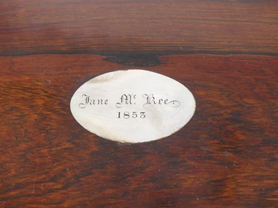 Lot 101 - A mid 19th century rosewood jewellery box of...