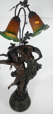 Lot 106 - An Art Nouveau style bronzed resin figural...