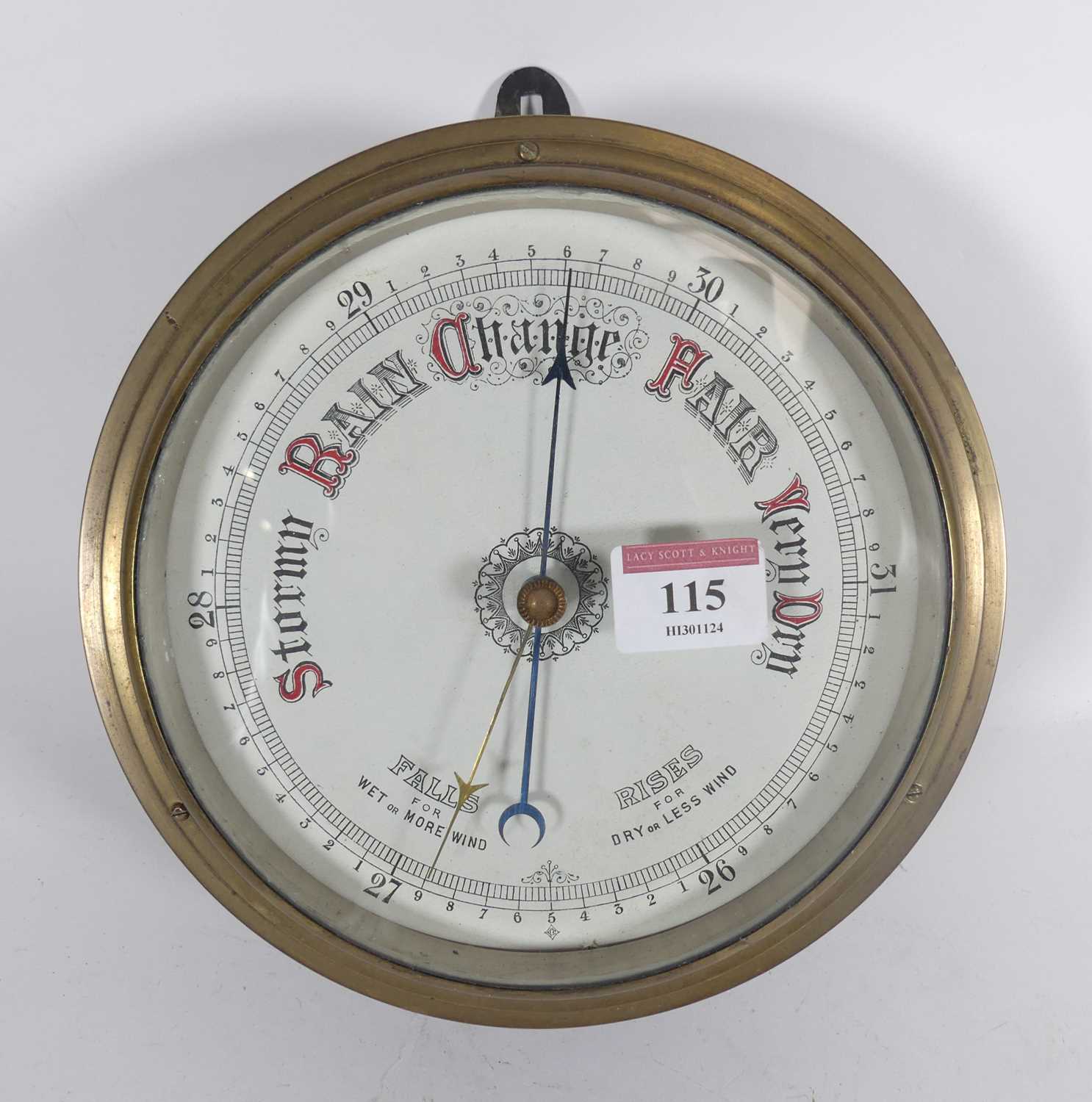 Lot 115 - A 20th century aneroid barometer, dia. 20cm