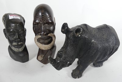 Lot 129 - Two carved hardstone African busts, together...