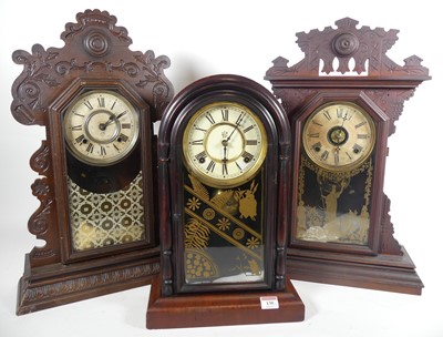 Lot 130 - An early 20th century dome top mantel clock, h....