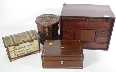 Lot 134 - A mahogany table top chest of drawers,...