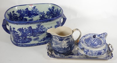 Lot 141 - A reproduction blue & white foot bath,...