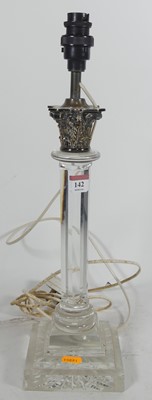 Lot 142 - A 19th century glass lamp base, converted to...