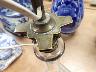 Lot 142 - A 19th century glass lamp base, converted to...