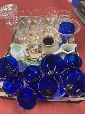 Lot 162 - A mixed box containing Bristol blue type glass,...