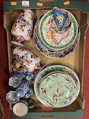 Lot 169 - A box of oriental ceramic wares; celadon and...