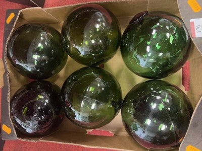 Lot 176 - Six glass fishing buoys