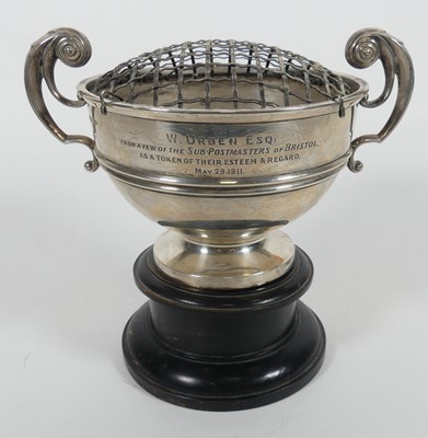 Lot 286 - An Edwardian silver presentation rose bowl,...