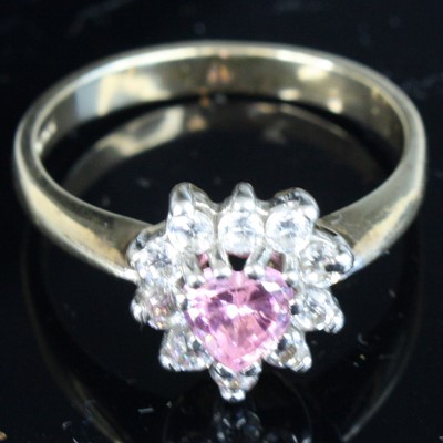 Lot 346 - A modern 9ct gold pink and white stone set...