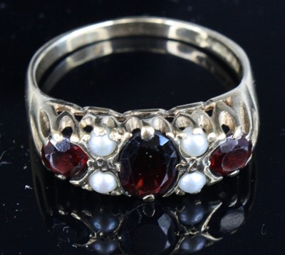 Lot 352 - An Edwardian style garnet and seed pearl set...