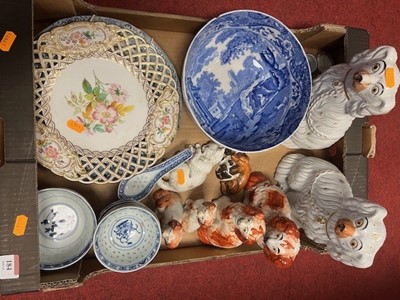 Lot 184 - A box of various pairs of Staffordshire dogs,...