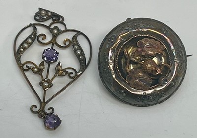 Lot 367 - An Edwardian gilt metal amethyst and seed...