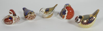 Lot 231 - Five Royal Crown Derby paperweights with gold...