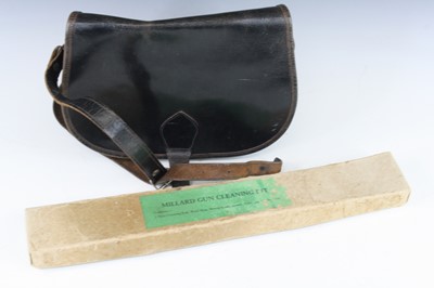 Lot 846 - A black leather cartridge bag on an adjustable...