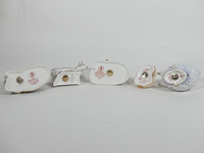 Lot 243 - Five Royal Crown Derby paperweights to include...
