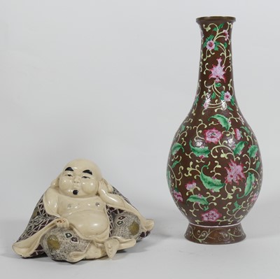 Lot 244 - A cloisonne vase together with a resin figure...