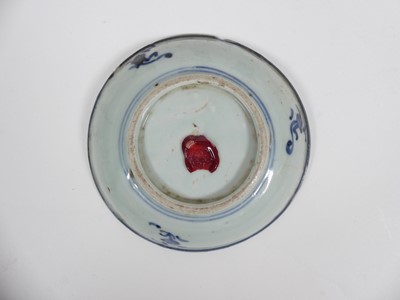 Lot 251 - A Chinese blue and white plate with wax seal...