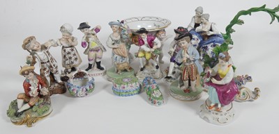 Lot 254 - A collection of continental porcelain figures...