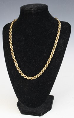 Lot 396 - A modern 9ct gold ropetwist necklace, 48cm, 19.4g