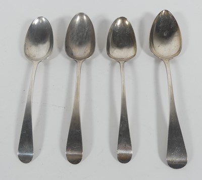 Lot 312 - A group of four George III silver tablespoons...