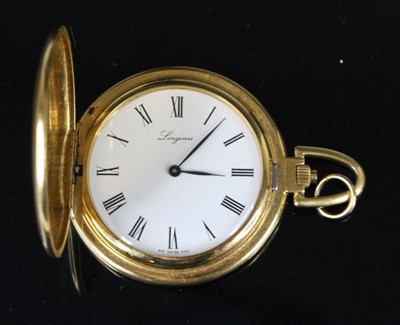 Lot 417 - A modern Longines gold plated full hunter...