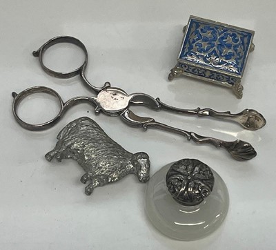 Lot 432 - A pair of George III silver scissor action...