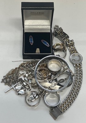 Lot 434 - Assorted silver and white metal jewellery, to...